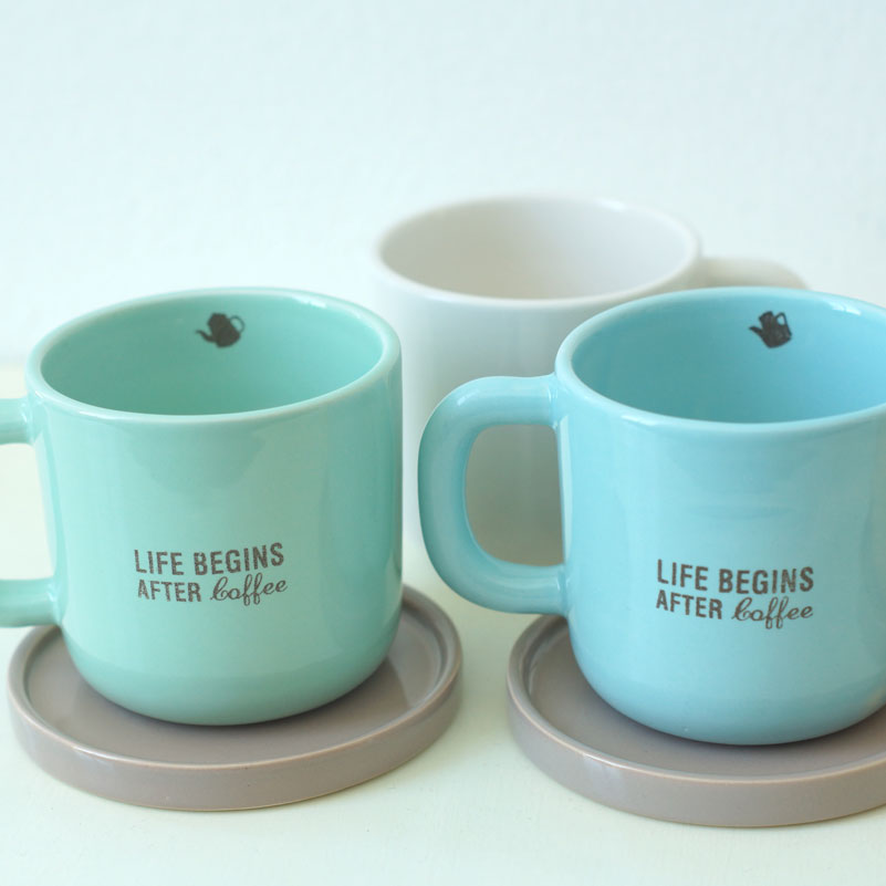 ชุดกาแฟพร้อมจานรอง / "Life begins..." coffeeset รายละเอียด 2