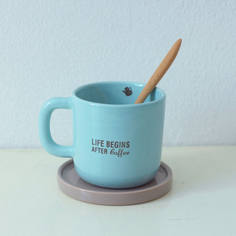 ชุดกาแฟพร้อมจานรอง / "Life begins..." coffeeset